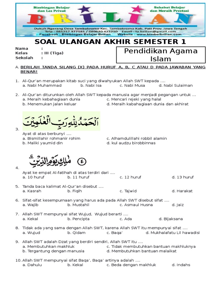 Soal Uas Pai Kelas 3 Semester 1 Kurikulum 2013 Dalchaebi Soal Uas Pai Kelas 3 Semester 1 Kurikulum 2013 Dalchaebi