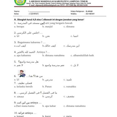 5 Contoh Soal Bahasa Arab Kelas 4 MI Terbaru 2026, Wajib Tahu Agar Anak Tak Ketinggalan