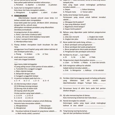 5 Contoh Soal Bahasa Indonesia Kelas 4 Kurikulum 2013 yang Wajib Dikuasai Sebelum Ujian