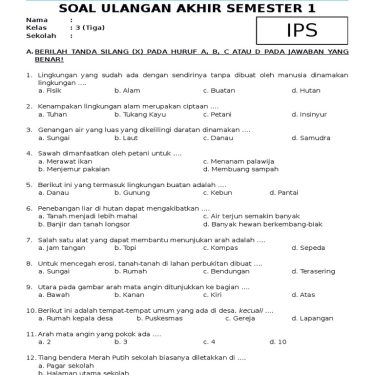 5 Contoh Soal Latihan IPS Kelas 3 Semester 2 yang Wajib Dikuasai Siswa Tahun 2026