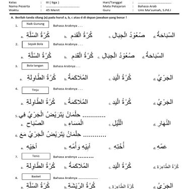 5 Contoh Soal UTS Bahasa Arab Kelas 3 MI Semester 2 Ternyata Bisa Bikin Nilai Anak Naik Drastis