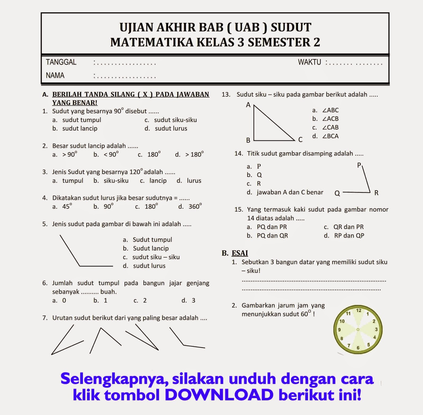 5 Soal Matematika Kelas 3 SD Semester 2 yang Wajib Dikuasai Sebelum Terlambat