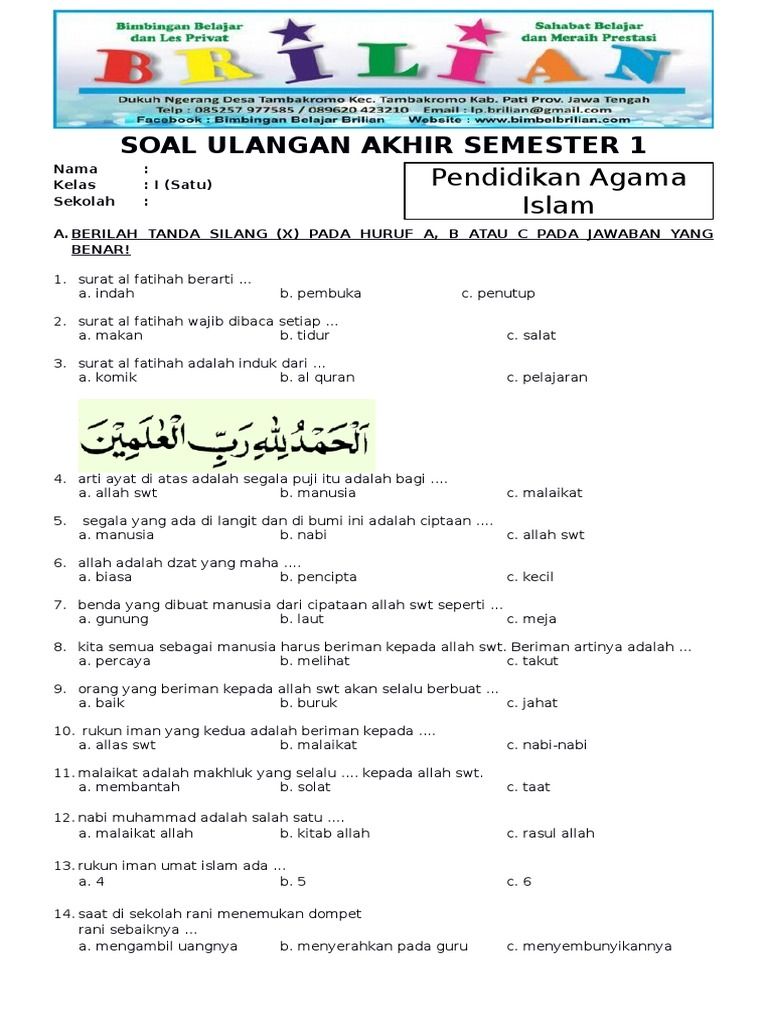 6 Rahasia Sukses Ujian PTS Agama: Download Soal Agama PTS K13 Kelas 3 SD Semester 1