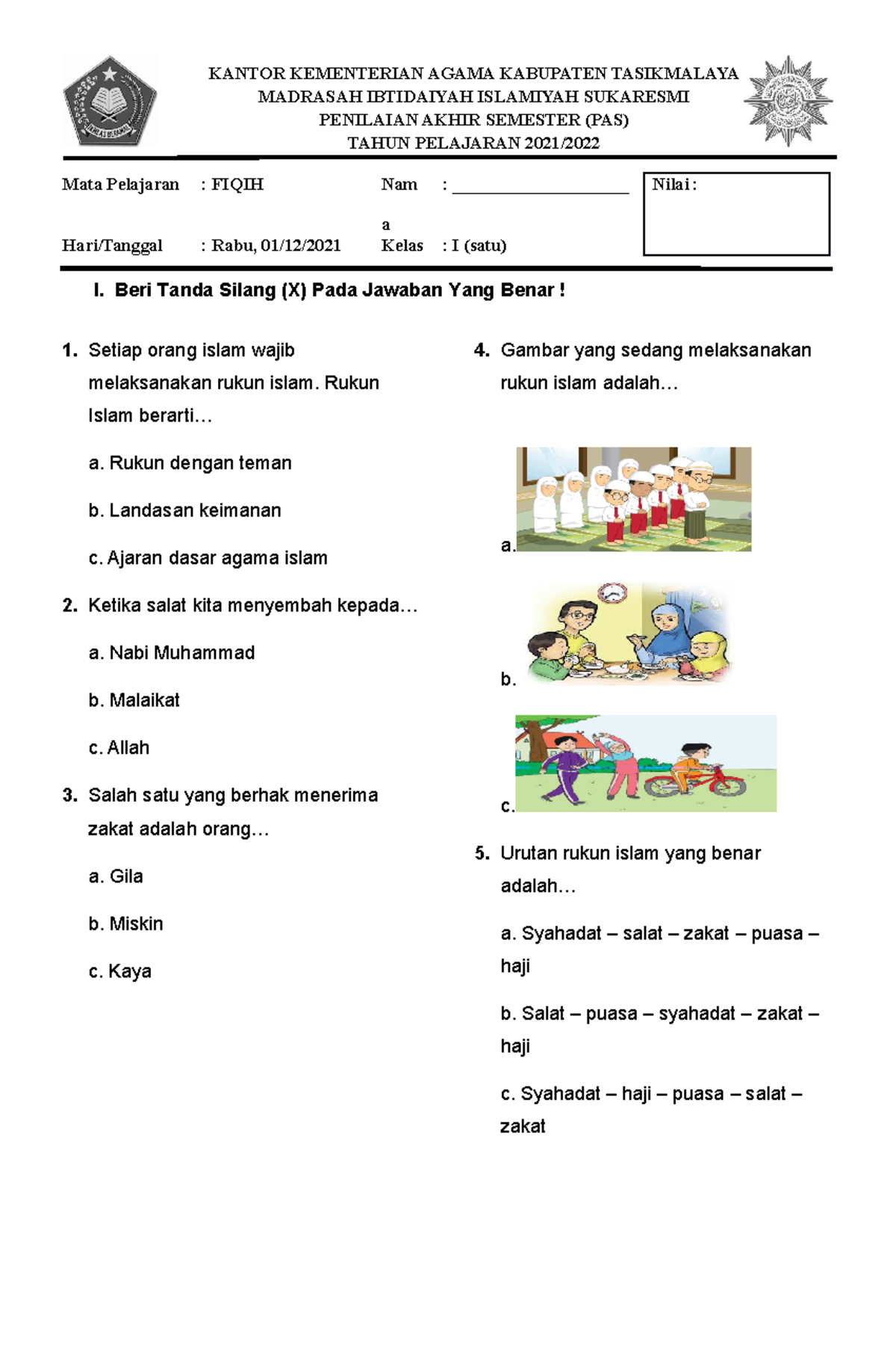 7 Contoh Soal PAS Semester Gasal Tema 2 Kelas 1 yang Wajib Dipelajari Sebelum Ujian