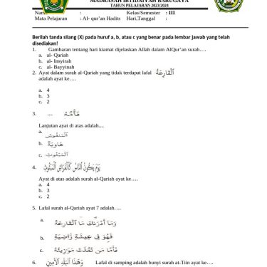 Akhirnya Tersedia! 7 Link Download Soal Alqur An Hadits Kelas 3 Semester 2 Untuk Ujian 2026
