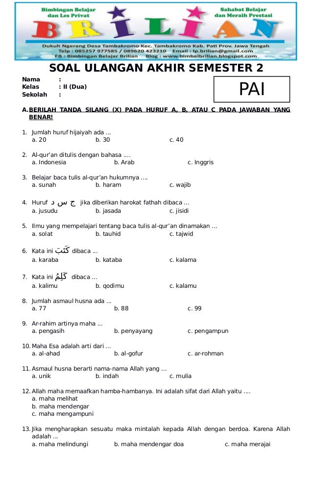 Akhirnya Tersedia Link Download Soal Agama Islam Kelas 3 Semester 2, Wajib Tahu Sebelum Ujian