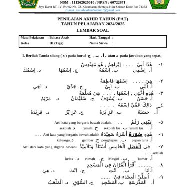 Akhirnya Terungkap 5 Contoh Soal Bahasa Arab Kelas 4 Semester 2 Muhammadiyah yang Wajib Diketahui