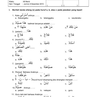 Kumpulan Contoh Soal Bahasa Arab Semester Genap Kelas 4 MI yang Wajib Dikuasai