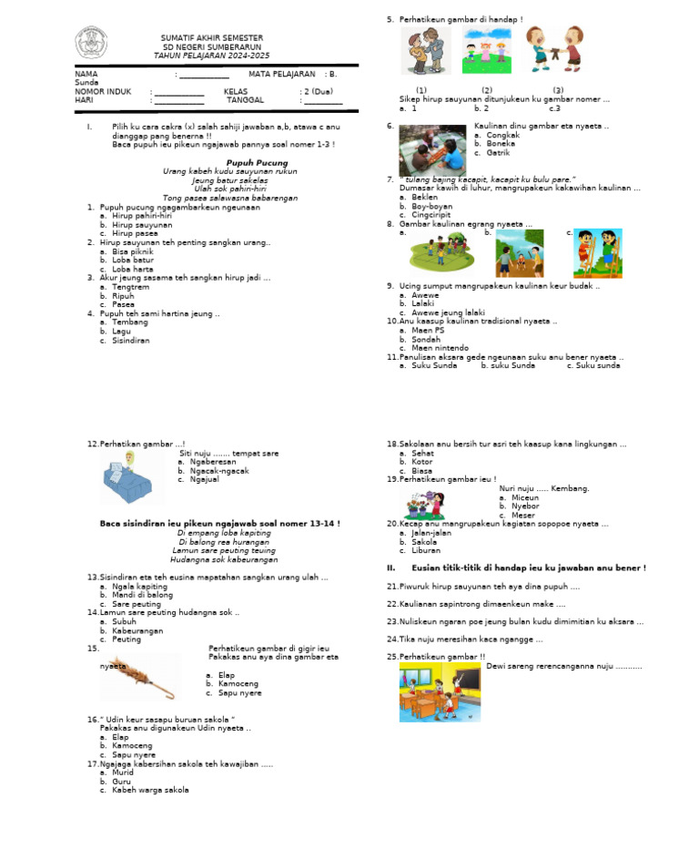 7 Contoh Soal PAS Kurtilas Bahasa Sunda Kelas 2 yang Wajib Tahu Sebelum Ujian!