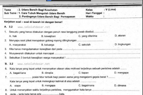 7 Rahasia Contoh Soal Ujian Tema 2 Kelas 5 SD Semester 1 yang Wajib Tahu Sebelum Ujian