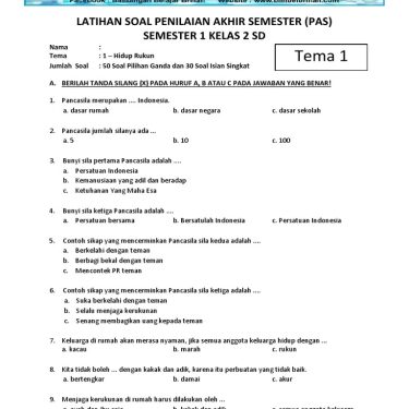 Akhirnya Tahu Juga Contoh Soal PAS Kelas 2 Tema 1 yang Sering Muncul, 7 Bocoran Pentingnya