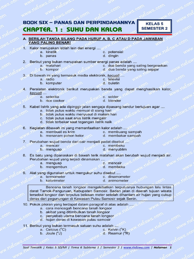 Terbukti! 5 Contoh Soal Ulangan Harian Kelas 5 Tema 6 Subtema 1 yang Nilai Meningkat