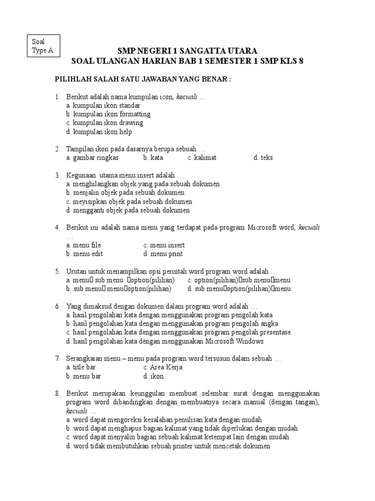 Terbukti 7 Contoh Soal Ulangan Harian Kelas 8 Kurtilas Bab 1 yang Membuat Nilai Na