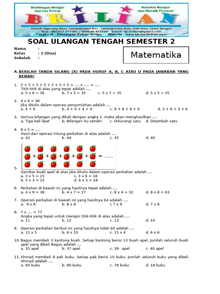 Terbukti Membantu Anak Sukses! Contoh Soal Ujian UTS Kelas 2 SD yang Paling Efektif 2026