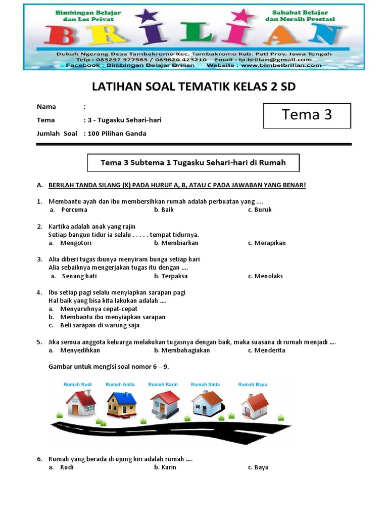 Terbukti! contoh soal pas k13 kelas 2 tema 3 tugasku sehari-hari yang mudah dipahami siswa