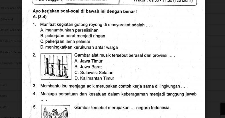 Ternyata Ini Dia Kumpulan Contoh Soal Ulangan Harian Kurikulum 2013 Tema 1 Kelas 4 yang Wajib Dipelajari Sebelum Ujian