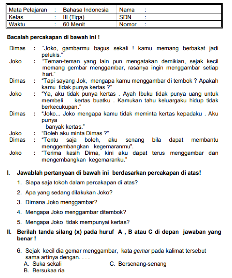 Ternyata Ini Rahasia Nilai Bagus: Download Soal Bahasa Indonesia K13 Kelas 3 Tema 1 yang Wajib Dicoba