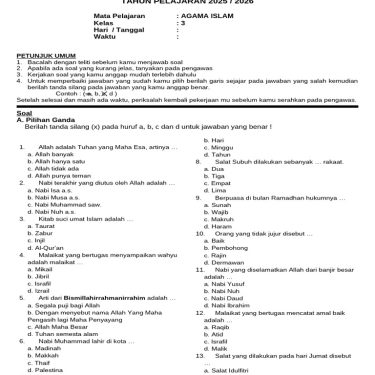 download soal agama kelas 3
