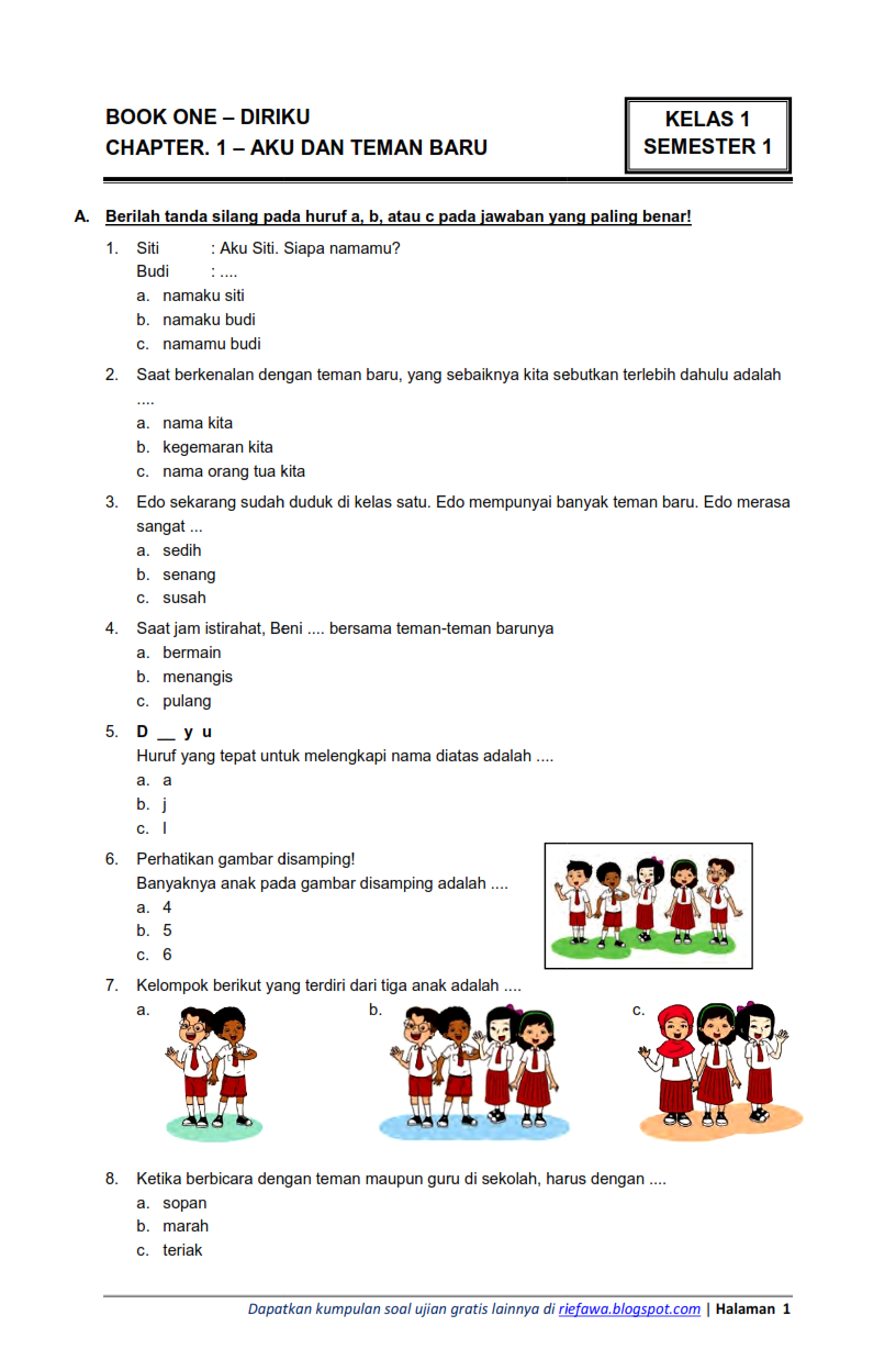 Mengukur Pemahaman Contoh Soal Ulangan Tengah Semester Kelas 3 SD Tema