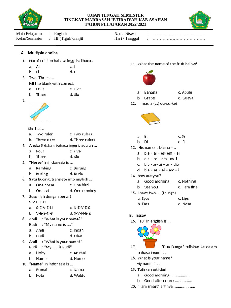 download soal bahasa inggris kelas 3