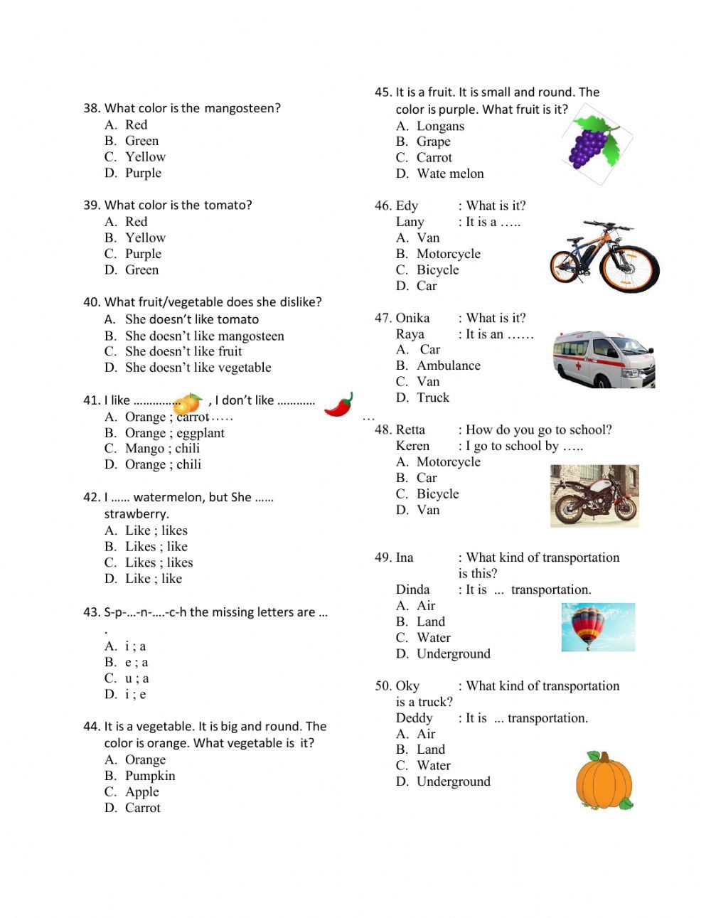 download soal bahasa inggris kelas 3 sd semester 1