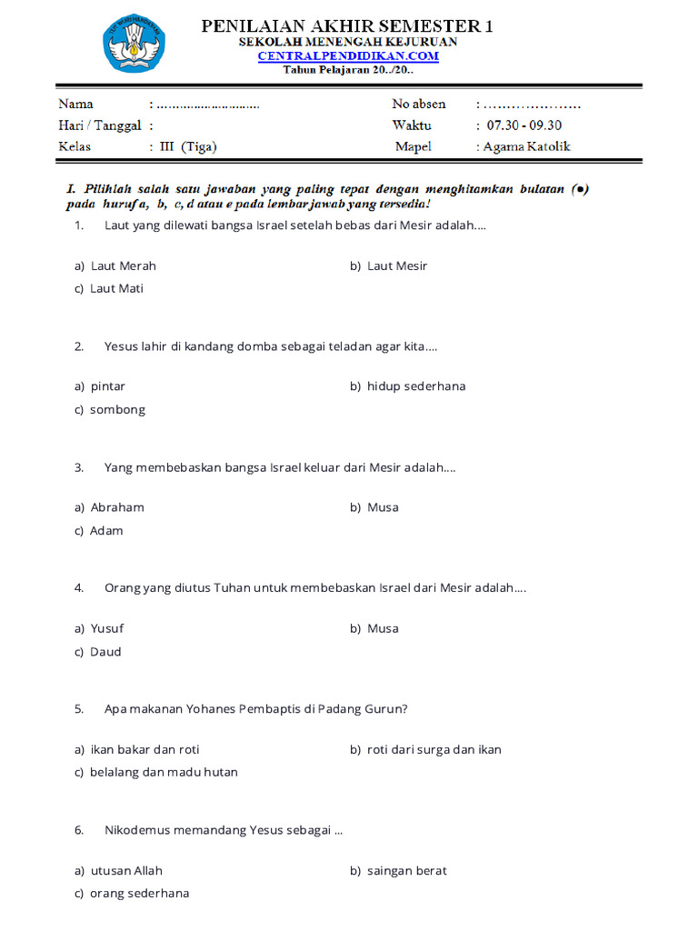 Rahasia Lulus Ujian dengan Soal Agama Katolik Kelas 3 SD Semester 2 Terbaru