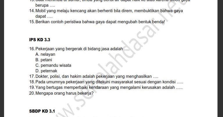 Wajib Tahu Contoh Soal Tematik Kelas 4 Tema 8 Subtema 3 Terbaru Agar Nilai Sempurna