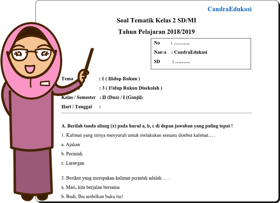 Wajib Tahu! Kumpulan Contoh Soal Tematik Kelas 2 Tema 3 Semester 1 Terbaru