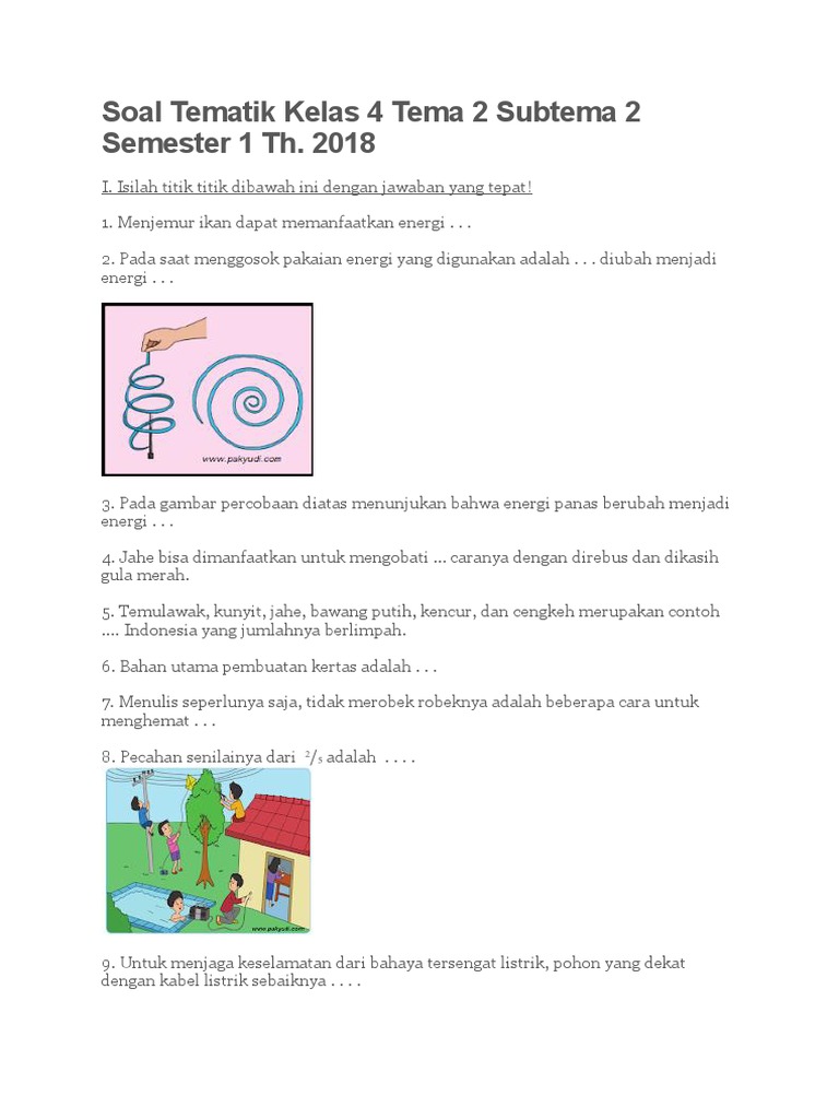 Wajib Tahu Kumpulan Soal UTS Tema 2 Tematik Kelas 4 Agar Nilai Sempurna